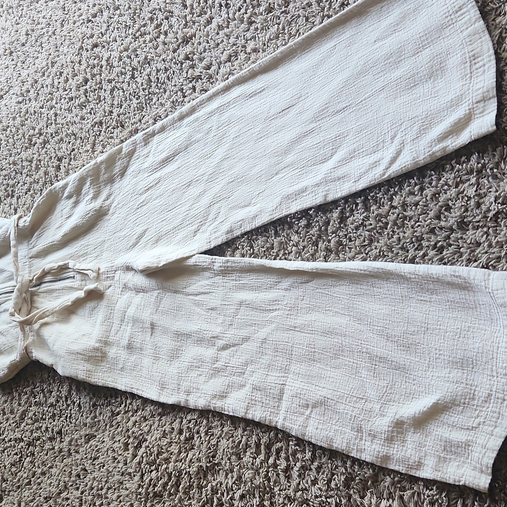 Anthropologie Cream Textured Jumpsuit Womans Size 4 - Picture 6 of 10